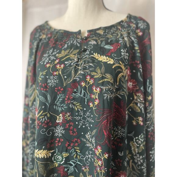 Christopher & Banks Women's L Blouse Hi/Low Cut Lightweight Floral Jungle - Picture 2 of 6